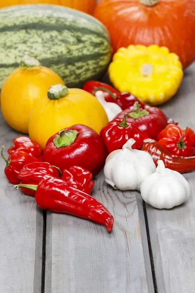Set of vegetables on wooden table — Stock Photo, Image