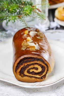 haşhaş tohumu cake Noel ayarında. seçici odak