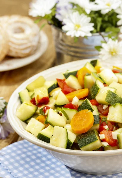 Fresh vegetable salad in white bowl — Stock Photo, Image