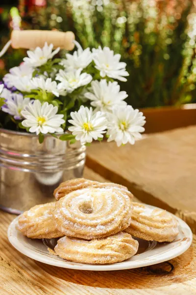 Un montón de galletas de mantequilla. Postre casero —  Fotos de Stock