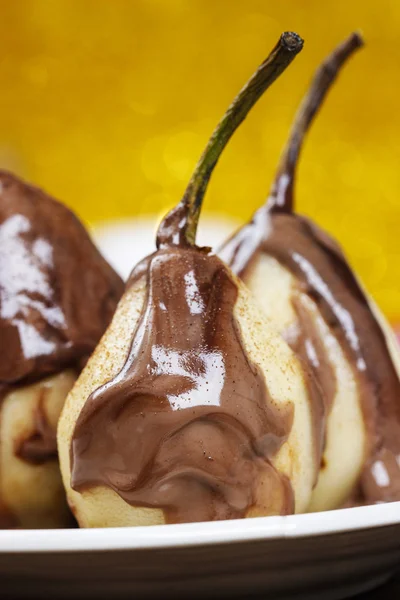 Päron i choklad — Stockfoto