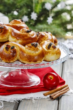 İsveçli bir Noel. Noel ortamda geleneksel İsveç buns