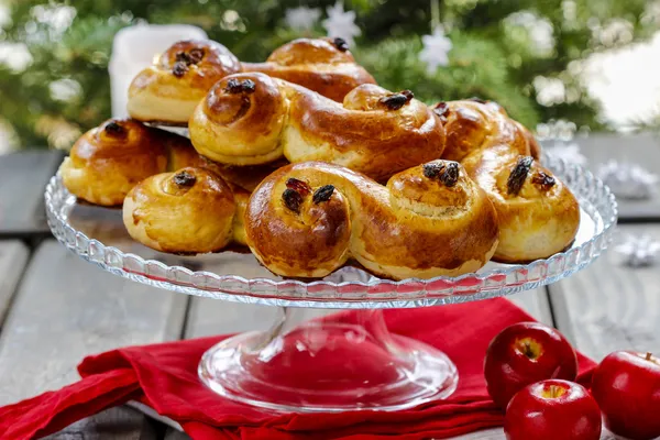 İsveçli bir Noel. Noel ortamda geleneksel İsveç buns — Stok fotoğraf