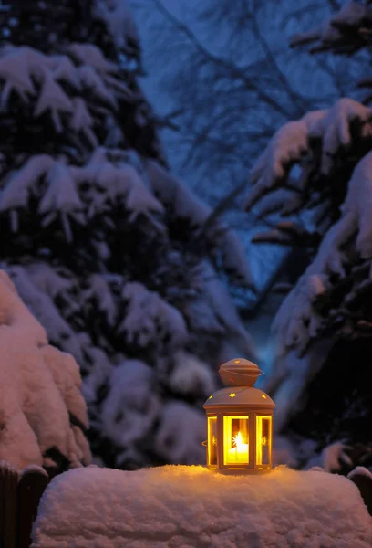 Lantern on snow — Stock Photo, Image