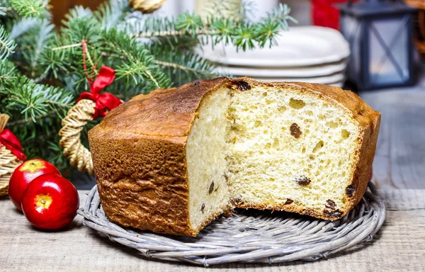 Festive bread on christmas table — Stock Photo, Image