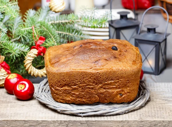 Festive bread on christmas table — Stock Photo, Image