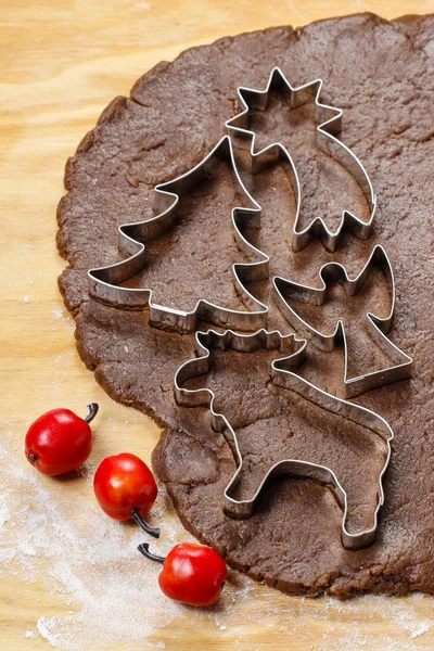 Preparing gingerbread cookies for christmas. Steps of making bis — Stock Photo, Image