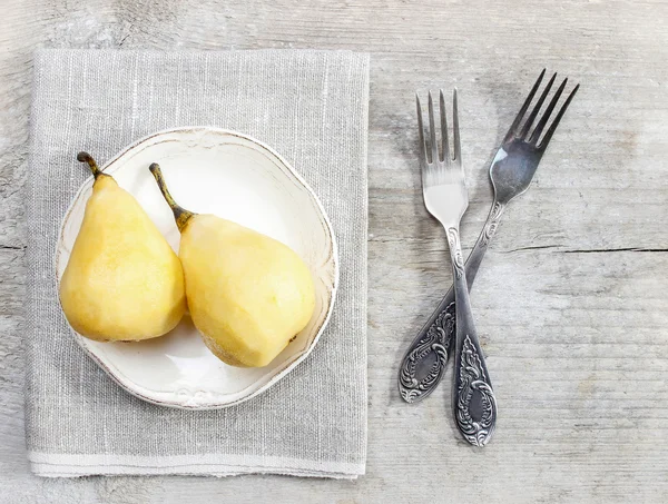 Preparing pears with chocolate — Stock Photo, Image