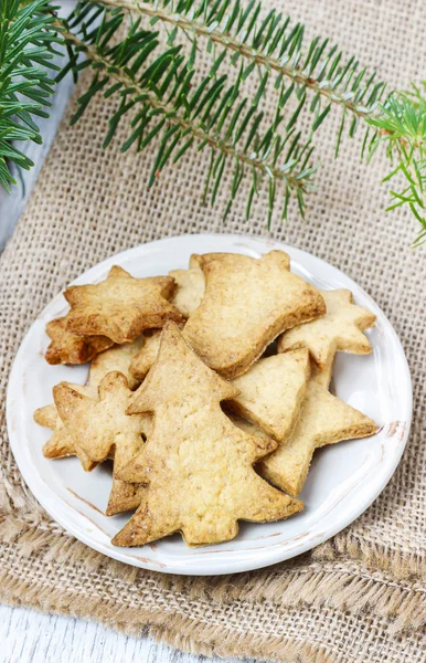 Christmas cookies under fir branch. — Stock Photo, Image