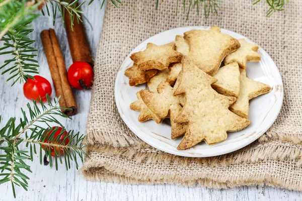 Різдвяне печиво під ялиновим гілкою . — стокове фото