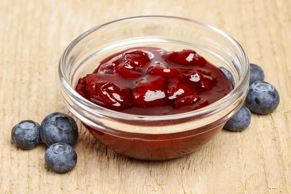 Bowl of blueberry jam — Stock Photo, Image