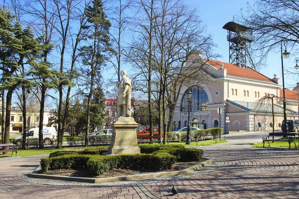 Monumento de Adam Mickiewicz em frente à mina de sal e o histor — Fotografia de Stock