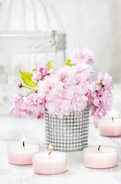 Bouquet of beautiful flowering almond (prunus triloba) — Stock Photo, Image