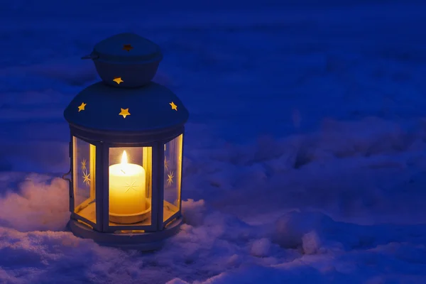 Lantern on snow — Stock Photo, Image