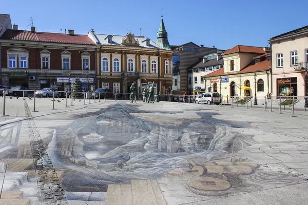 3d pintura ilusoria y esculturas en la plaza principal del mercado, Wi — Foto de Stock