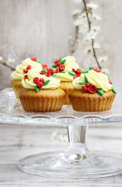 Schöne Rose Cupcakes — Stockfoto