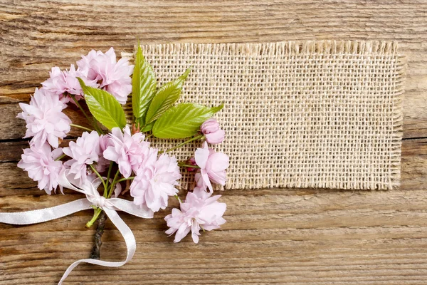 木製の背景の美しい開花アーモンド (プルナス三葉） — ストック写真