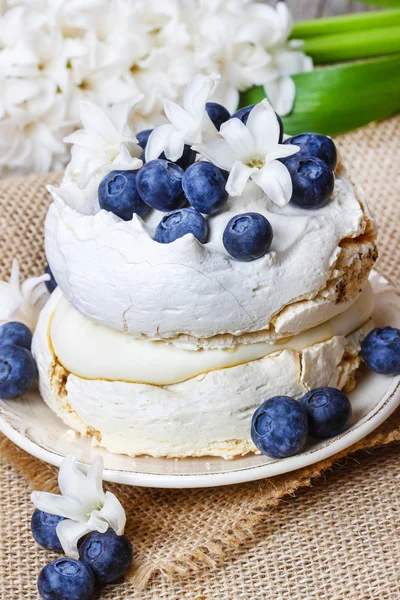 Merengue decorado con arándanos — Foto de Stock