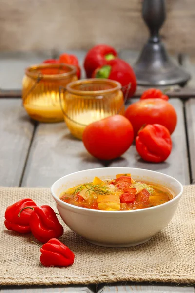 Pumpkin and pepper soup — Stock Photo, Image