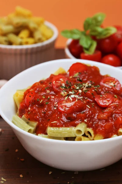 Homemade Pasta Tomato Sauce Healthy Food — Stock Photo, Image