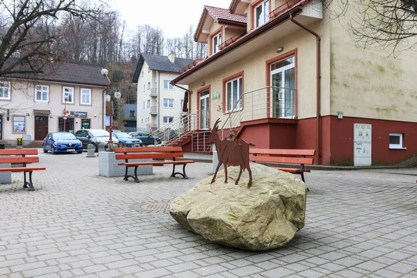 Monument Goat Old Town Square Dobczyce Poland — Foto Stock