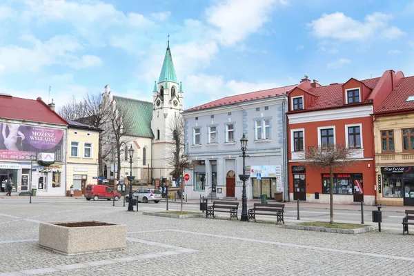 Colorful Tenements Old Town Square Brzesko Poland — Stock Photo, Image