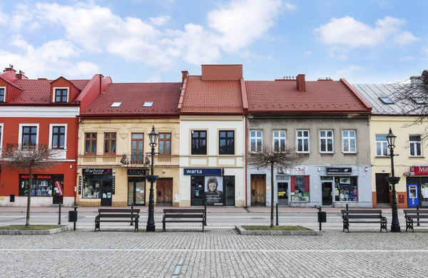Brzesko Polonya Daki Eski Kasaba Meydanında Renkli Apartmanlar — Stok fotoğraf