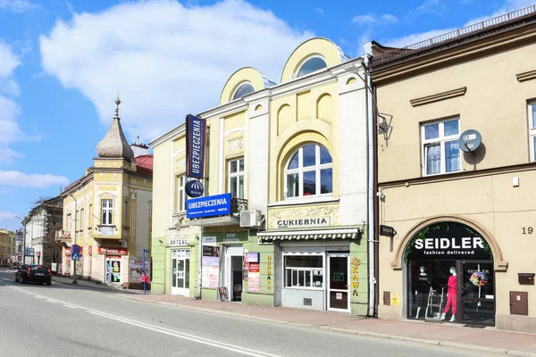 Colorful Tenements Old Town Square Brzesko Poland — Stock Photo, Image