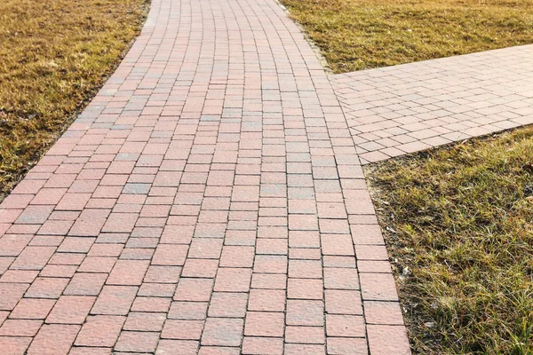 Çimlerin ortasında kaldırımlı yürüyüş yolu. Grafiksel kaynaklar