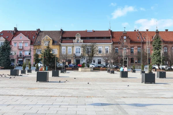 Colorful Tenements Old Town Square Myslenice Poland — Stockfoto