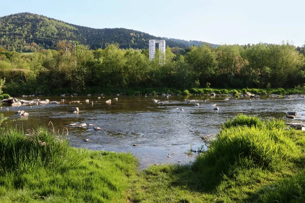 Calm River Mountain Region Tourists Destination — Stock Photo, Image