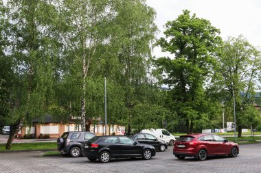 Free public car park in Myslenice, Poland.
