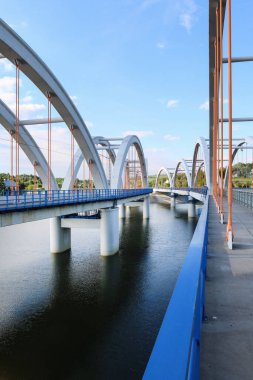 Bridges - railway and car ones on Lake Mucharskie, Dabrowka, Poland.