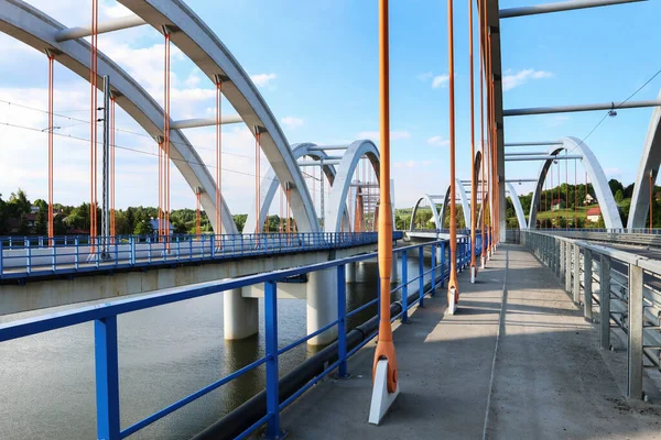 Bridges - railway and car ones on Lake Mucharskie, Dabrowka, Poland.