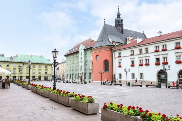 Arrendamentos Antigos Torno Praça Maly Rynek Cracóvia Polônia — Fotografia de Stock