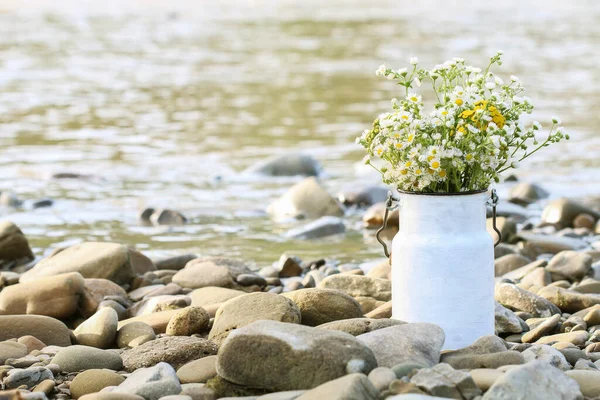 Bouquet Wild Flowers Vintage Can Summer Time — Fotografia de Stock