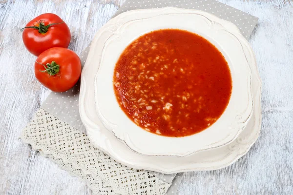 Traditional Tomato Soup Rice Lunch Dish — Stock fotografie