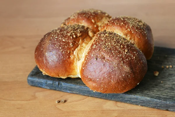 Hausgemachte Süße Brötchen Auf Dem Tisch Frühstückszeit — Stockfoto