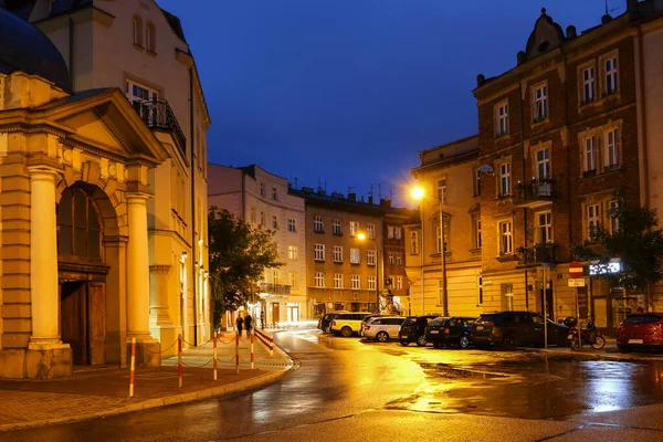 Arquitectura Del Barrio Debniki Por Noche Cracovia Polonia —  Fotos de Stock