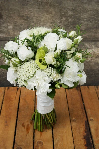 Wedding Bouquet White Green Flowers Festive Decor — Stock Photo, Image