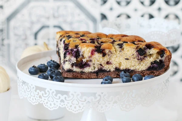 Torta Stagionale Tradizionale Mirtilli Autunnali Dolce Partito — Foto Stock