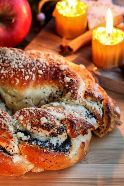 Mohn Und Käse Festlich Süßes Brot Festliches Dessert — Stockfoto