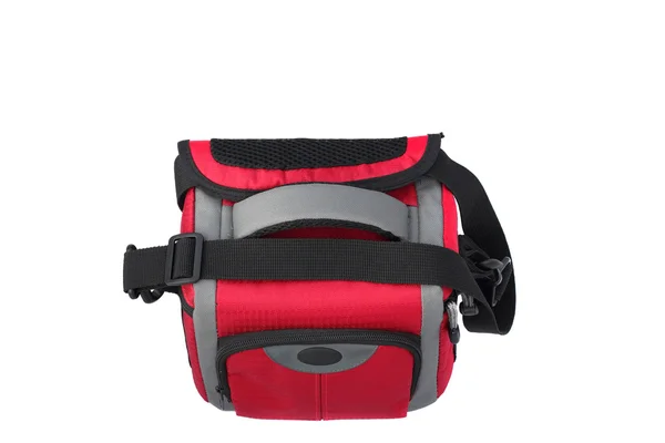 Red photo bag top front view isolated — Stock Photo, Image