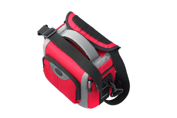 Red photo bag top right view isolated — Stock Photo, Image