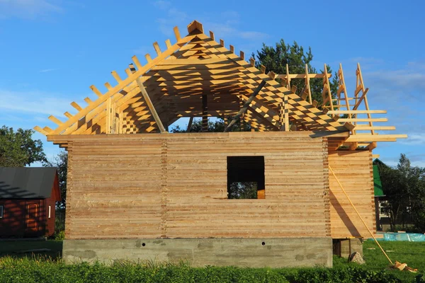 Dřevěný dům ve výstavbě Stock Snímky