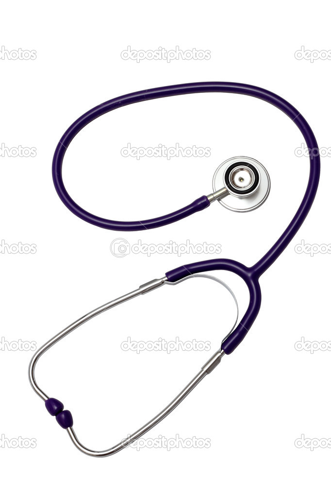 Purple medical stethoscope (phonendoscope) isolated