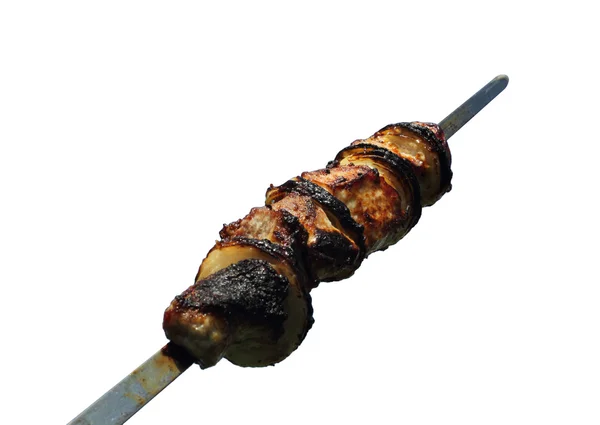 Shgih kebab sugli spiedini isolati su bianco — Foto Stock