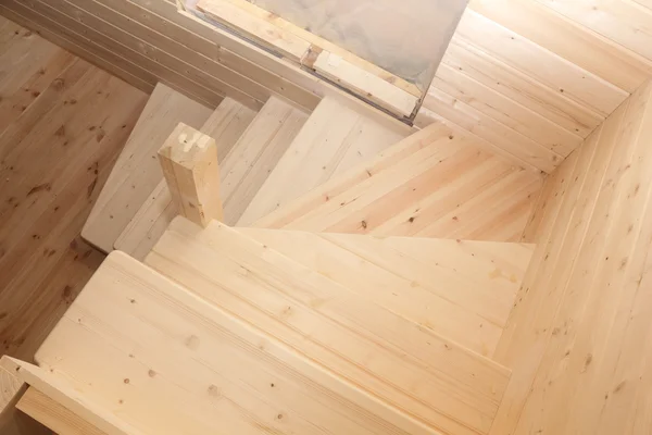 Wooden stairs under conctruction view from above Stock Image