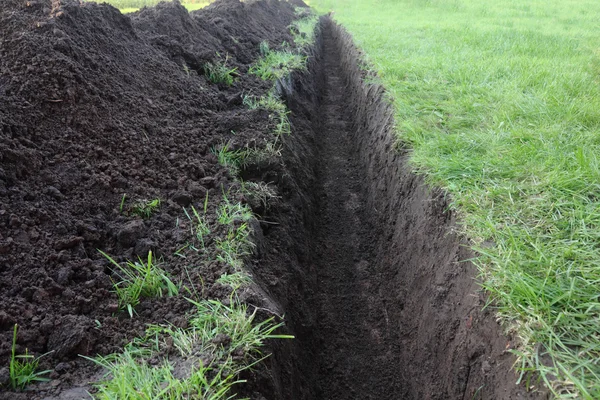 Trench in the ground closeup — Stock Photo, Image