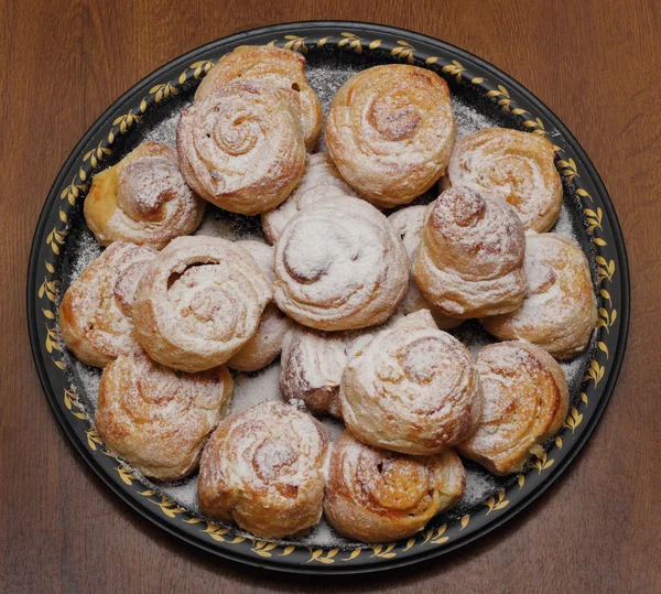 Fresh puffs on a tray on a table top view — Stock Photo, Image